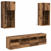 Unit¨¤ a muro per TV con LED 5 pz | Armadietto TV | Mobile Porta TV Legno vecchio