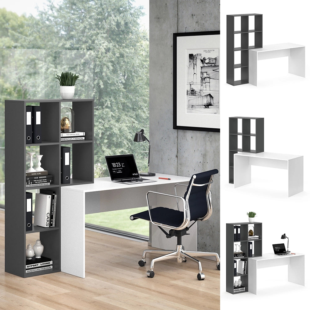 Vicco Scrivania con ripiani Bianco/antracite 166.8 x 59 cm