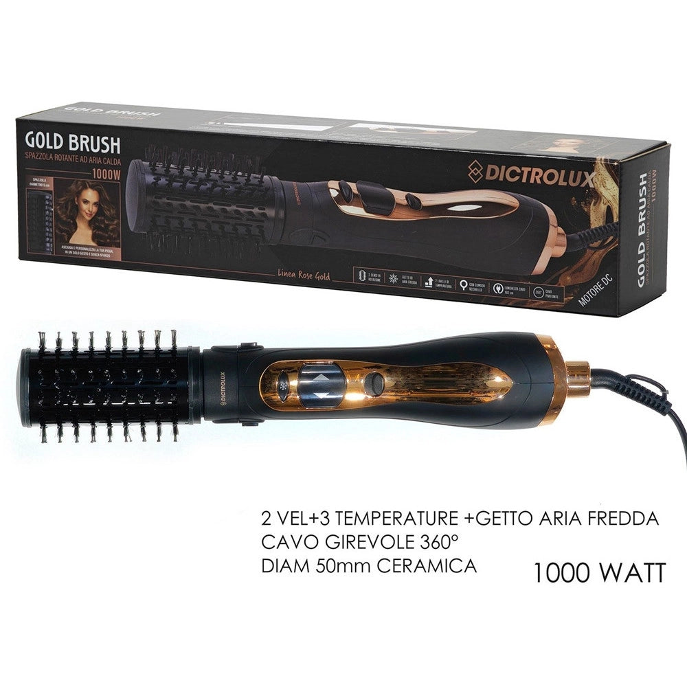 Trade Shop - Spazzola Capelli Rotante Ad Aria Calda 1000 Watt In Ceramica 2 Velocità 3 Temperature -