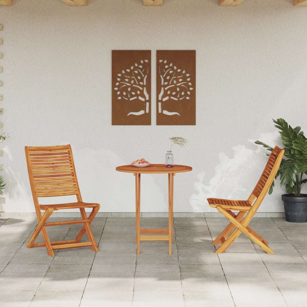 Set Bistro Pieghevole 3 Pezzi in Legno Massello di Acacia