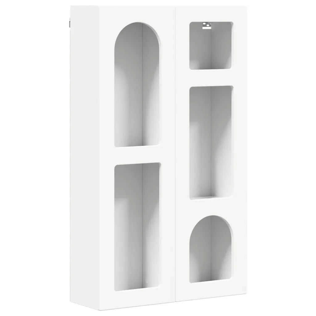 Mobiletto a parete moderno con scomparti multipli 59 x 20 x 100 cm legno composito bianco 02_0054791