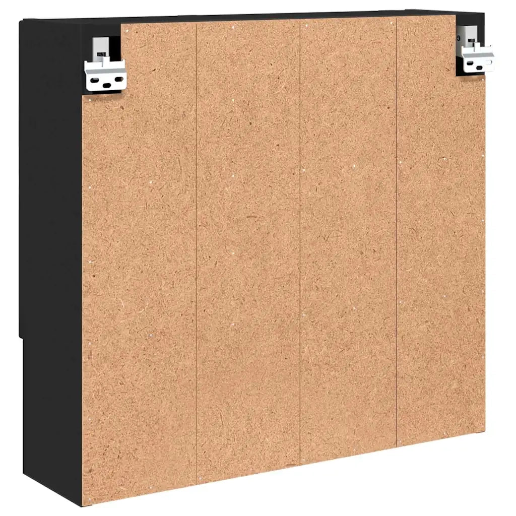 Mobiletto per specchio-Mensola con Specchio Nero 59 x 17 x 55 cm Legno multistrato