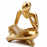 Scultura di donna seduta, decorazione di tavolo, scultura di verme dei libri, figure decorative per la sala da pranzo, figure di sedie di tavolo, arte moderna astratta scultura, decorazioni per ufficio