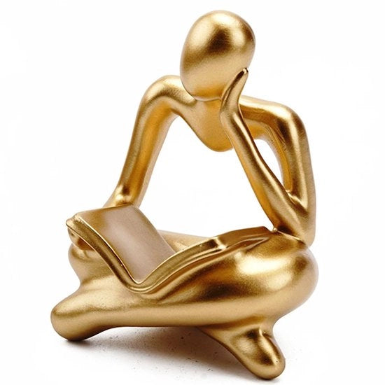 Scultura di donna seduta, decorazione di tavolo, scultura di verme dei libri, figure decorative per la sala da pranzo, figure di sedie di tavolo, arte moderna astratta scultura, decorazioni per ufficio