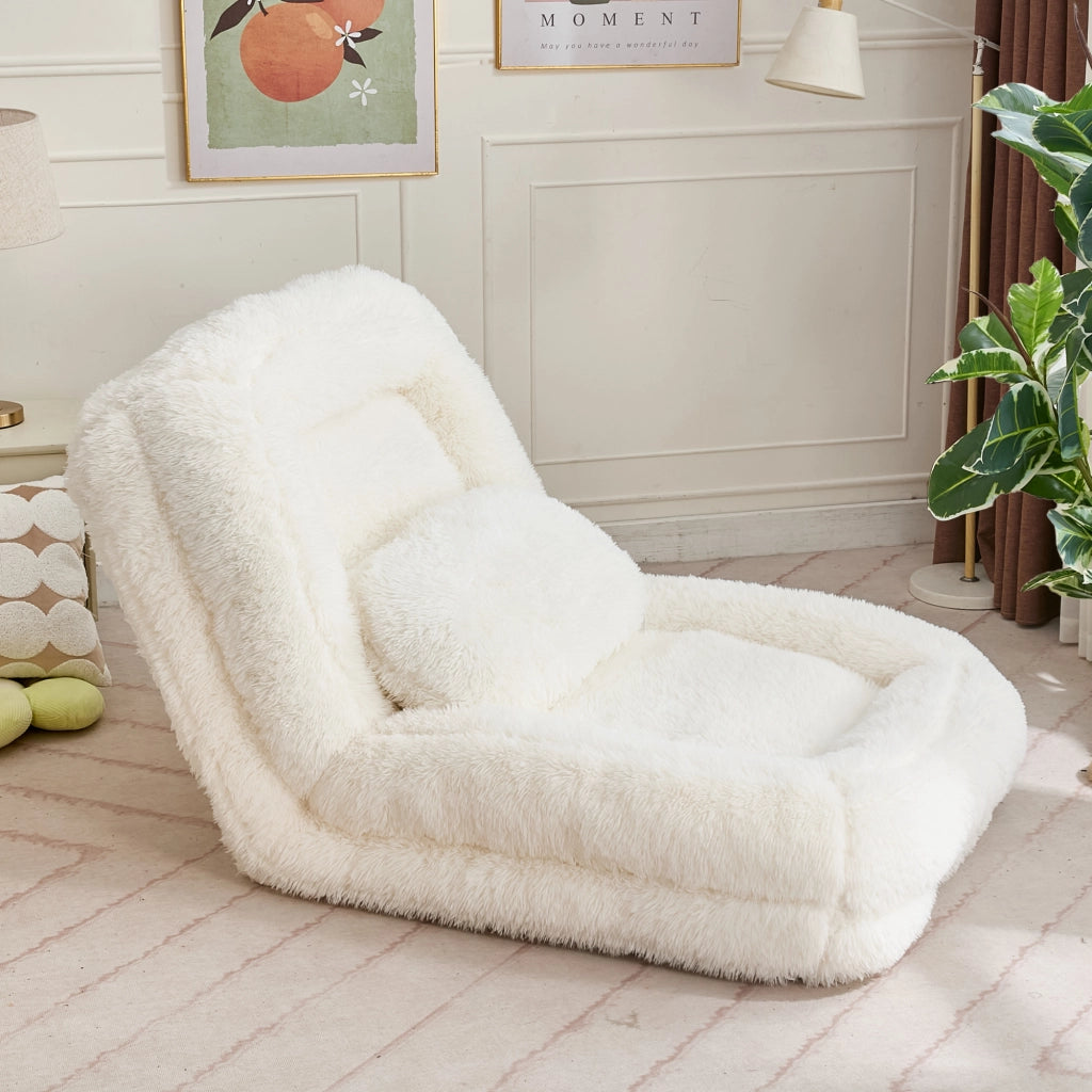 DIVANO LETTO 102x89x88 cm Beige in poliestere con schienale regolabile