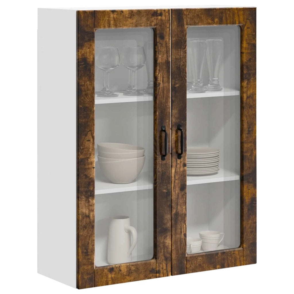 Pensile da cucina | Mobile in vetro da parete PORTO Rovere fum¨¦ 80 x 31 x 100 cm