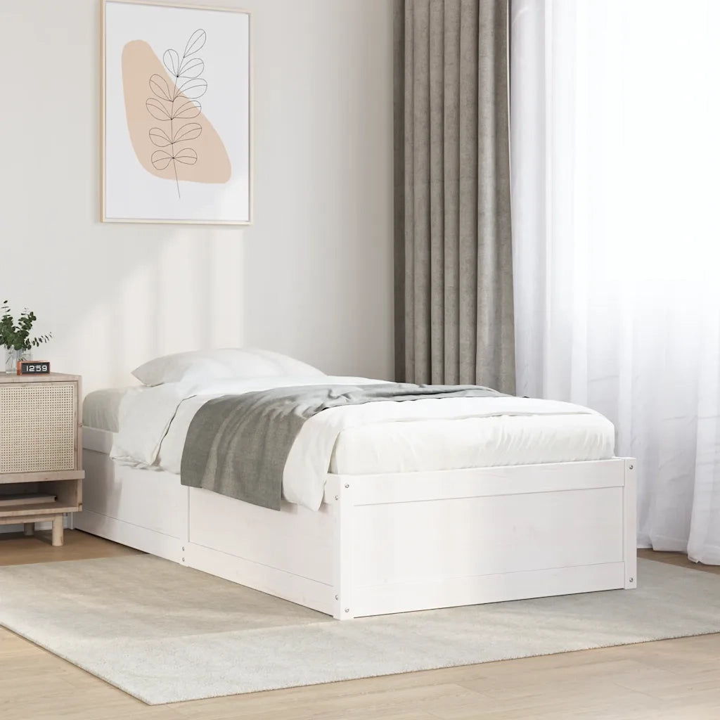 Letto senza Materasso Bianco 90x200 cm Legno Massello di Pino