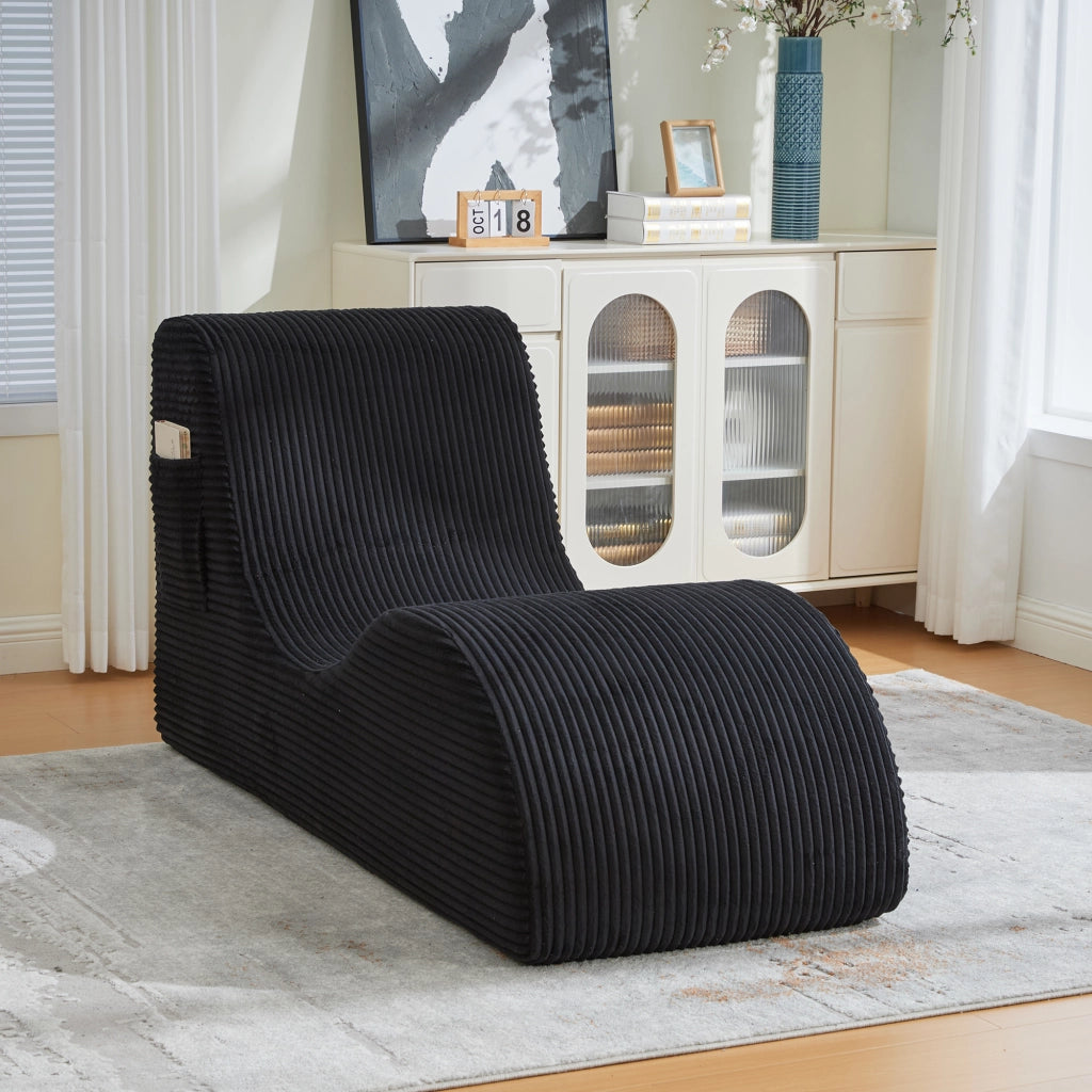 Poltrona Ergonomica con Tasca Laterale e Cuscino Rimovibile in velluto a coste Nero