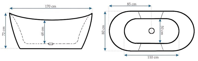 Vasca Bagno Da Terra Rea Ferrano Slim 170 Copritappo rame spazzolato