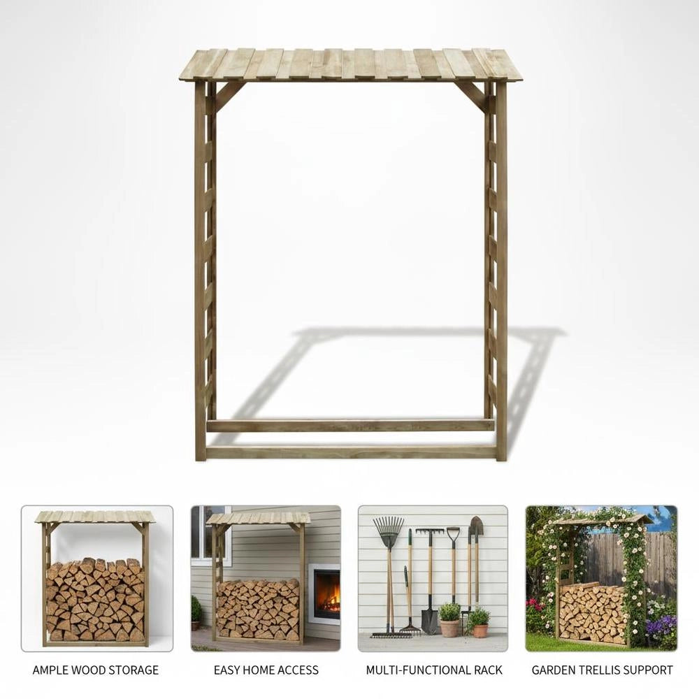 Firewood Storage Shed 150x44x176 Cm Impregnated Pine Wood