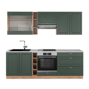 Cucina componibile Fame-Line Verde-oro rustico/Rovere dorato 235 cm, PL Marmo Vicco