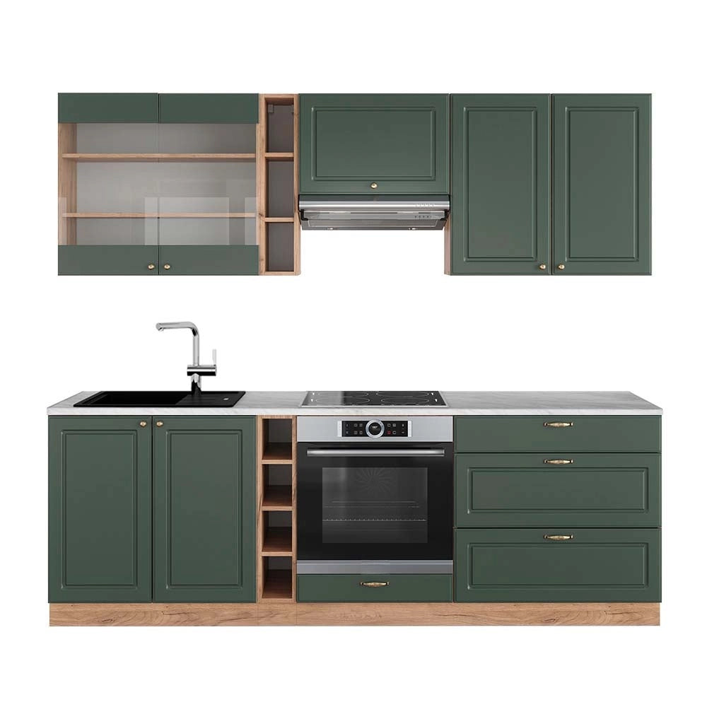 Cucina componibile Fame-Line Verde-oro rustico/Rovere dorato 235 cm, PL Marmo Vicco