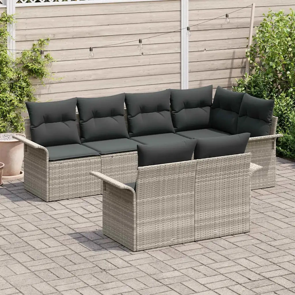 Set Divano da Giardino 7 pcs Grigio chiaro Poly Rattan 3354071