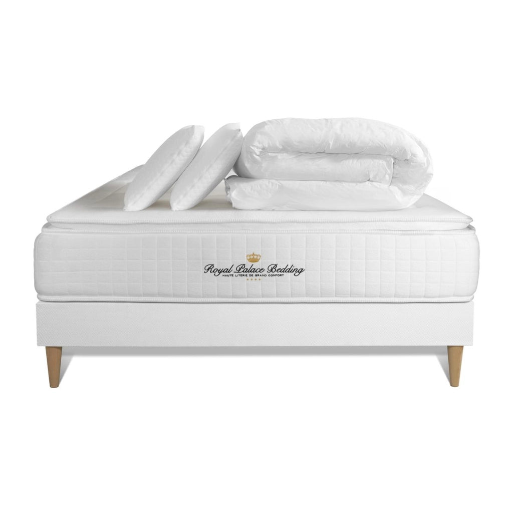 Pacchetto letto completo - Materasso 200x200cm + Box spring con doghe (kit) + 2 cuscini + Piumino - George V