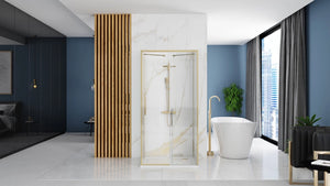 Cabina Doccia A Parete Rea Rapid Slide Brush Gold 100x100