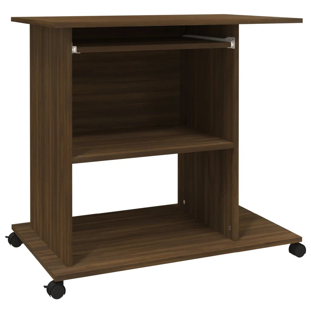 Scrivania Computer Rovere Marrone 80x50x75 cm Legno Multistrato 815545