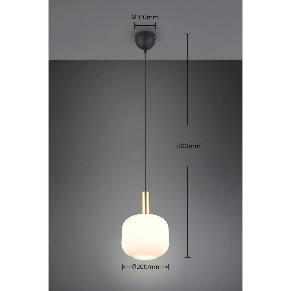 LAMPADARIO E27 DIVA 20CM OTTONE/VETRO RIGATO