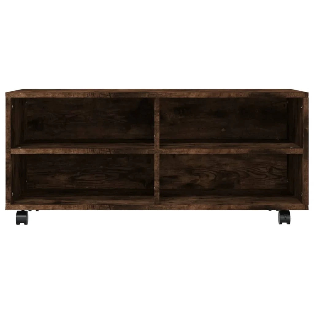 Mobile TV multimediale scaffale TV credenza mobile TV sala da pranzo soggiorno camera da letto su rotelle rovere affumicato 90 x 35 x 35 cm legno ingegnerizzato marrone 02_0028481