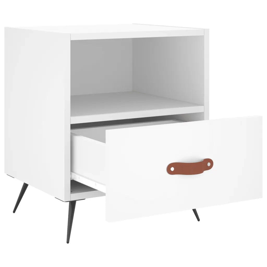 Set di 2 Comodini | Armadio da Notte | Mobiletto da notte Bianchi 40x35x47,5 cm in Legno Multistrato
