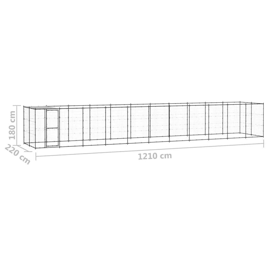 Recinto per animali da esterno per cani in acciaio con tetto 26,62 m² 02_0000399