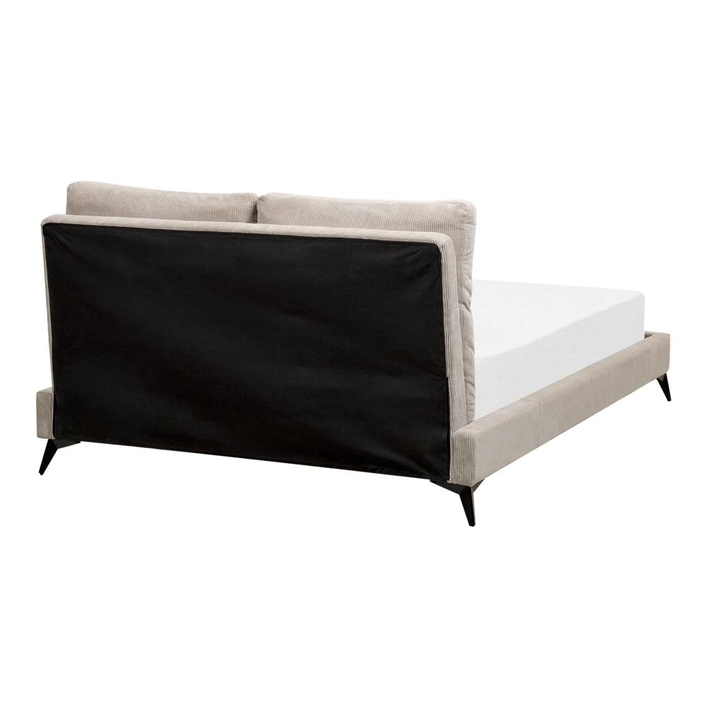 Letto imbottito moderno in velluto a coste grigio talpa 140 x 200 cm moderno elegante