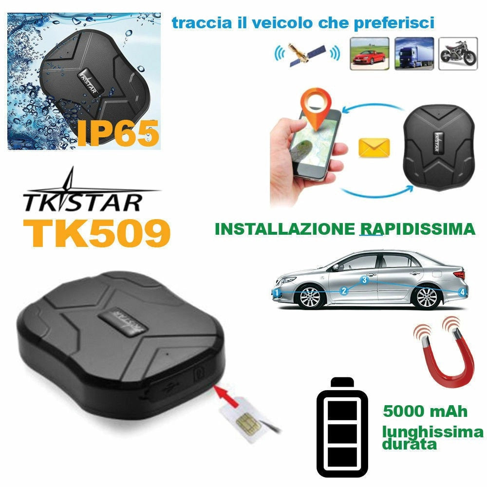 Trade Shop - Localizzatore Antifurto Satellitare Tracker Gps Gsm Tk905 Power Auto Gps 5000mah -