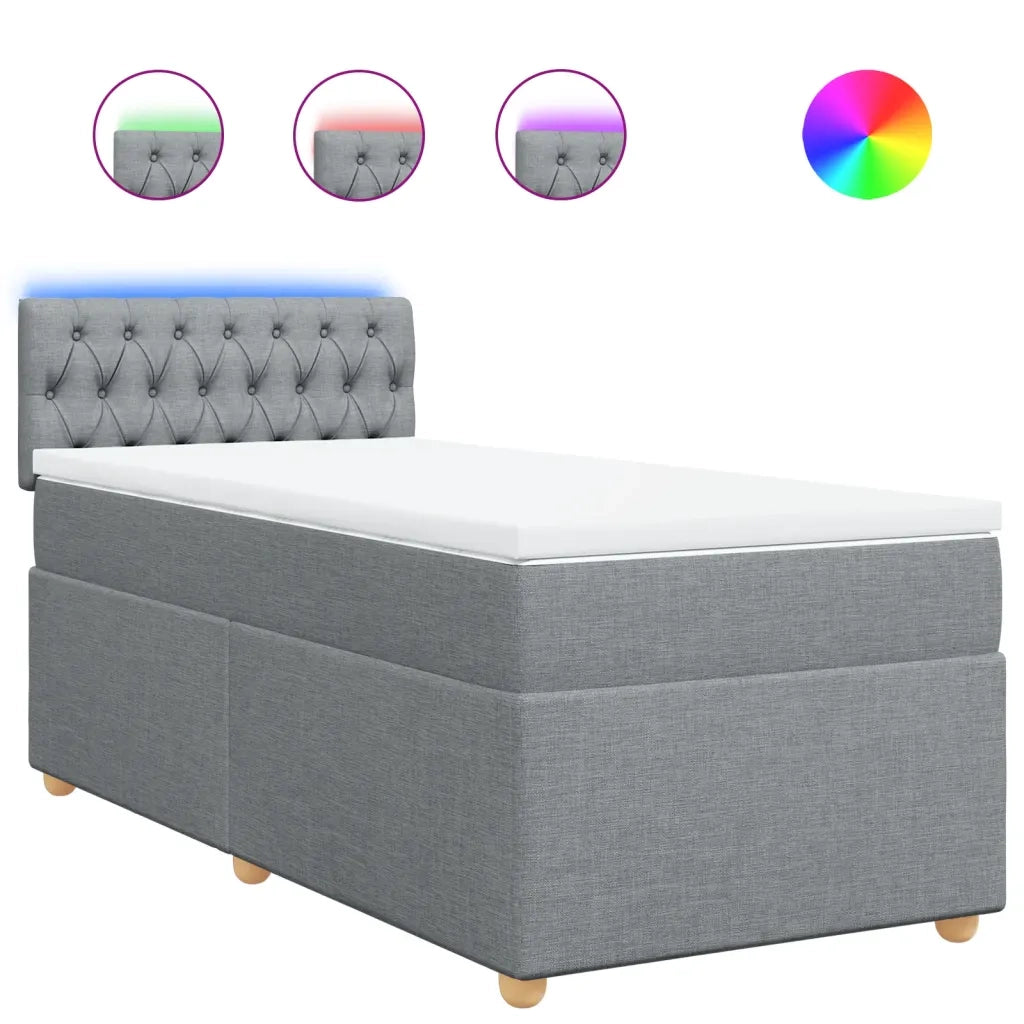 Letto singolo | Letto per adulti | Giroletto a Molle con Materasso Grigio Chiaro 80x200 cm Tessuto