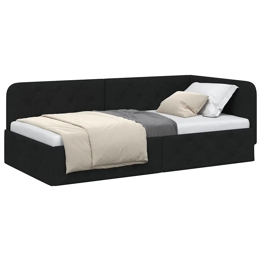 Cornice del letto ad angolo Nero 100 x 200 cm Tessuto
