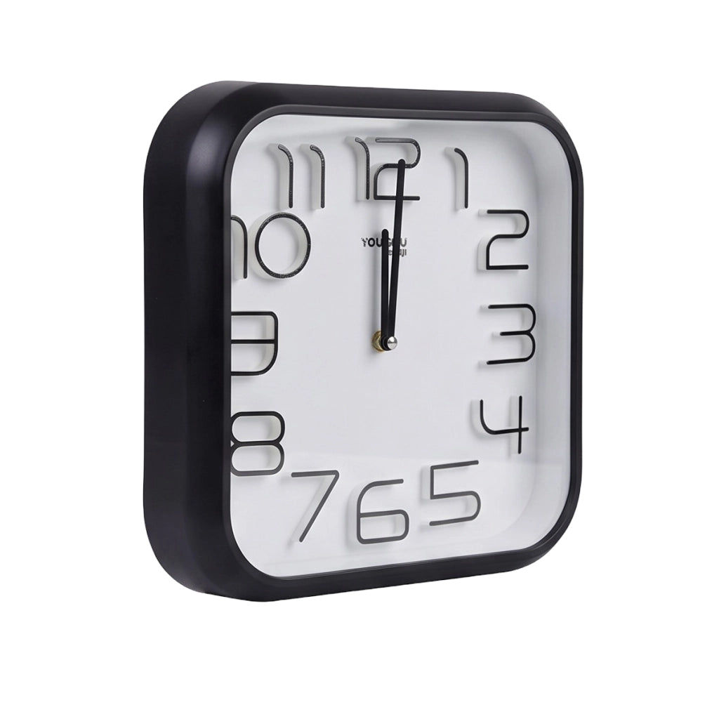 Orologio da Parete Quadrato con Meccanismo Silenzioso 33x33cm Nero Avizar