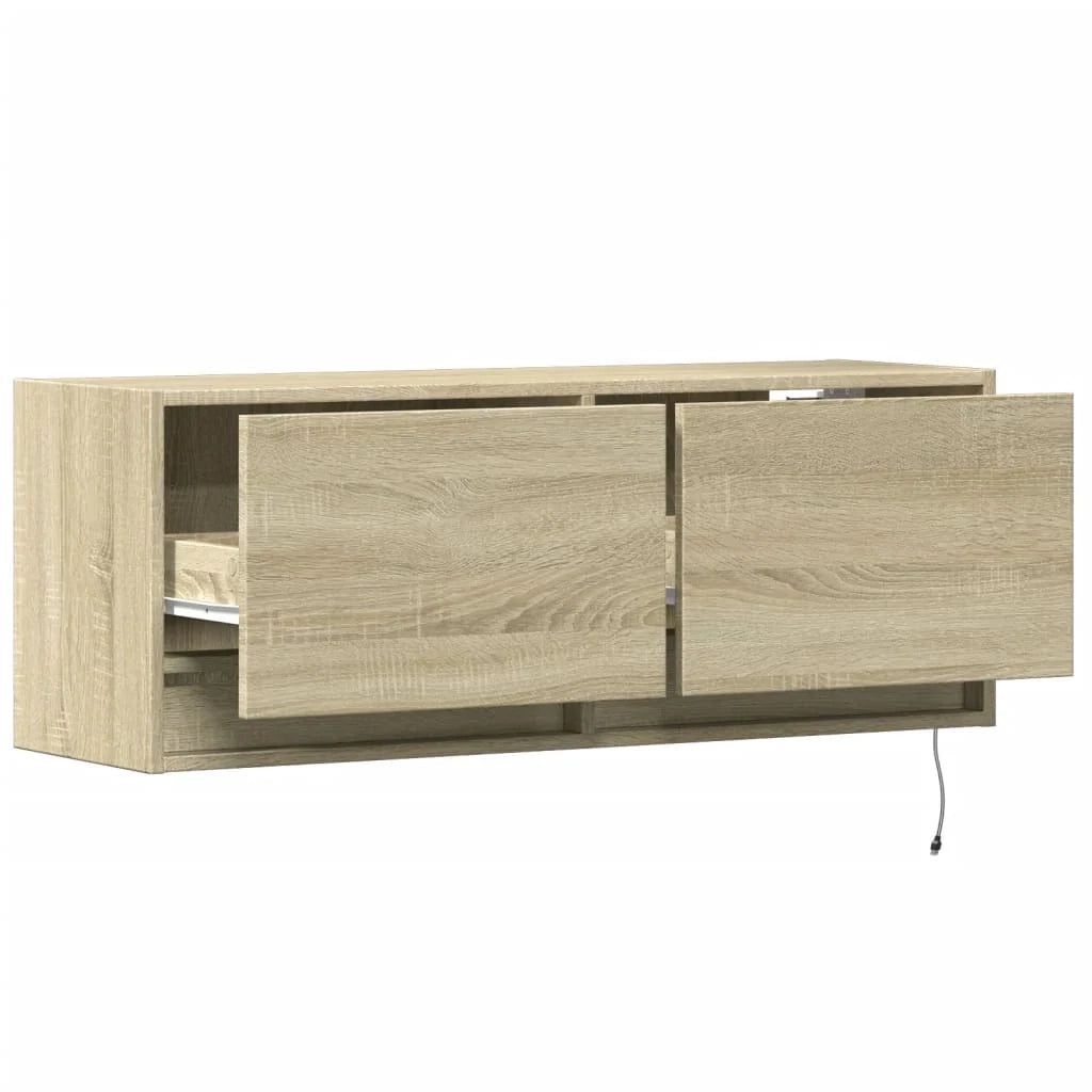 Mobile TV multimediale mensola TV credenza mobile TV sala da pranzo soggiorno parete attrezzata per camera da letto con luci LED rovere Sonoma 100 x 31 x 35 cm marrone 02_0028001