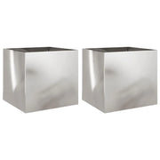 Vaso per fioriera aiuola rialzata piante fiori giardino terrazze set da 2 argento 42 x 40 x 39 cm acciaio inossidabile Argento 02_0039012
