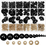 Oggetti di sicurezza 150 pezzi - Ronde oggetti in plastica nera - Anelli di chiusura - Oggetti per bambole - Materiale di riempimento per cuscini - Fai da te