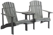 Sedia da giardino Adirondack con tavolo e ombrellone, divano da giardino per 2 persone, insieme di sedie, mobili da giardino in legno massello grigio, 178 x 87 x 92 cm
