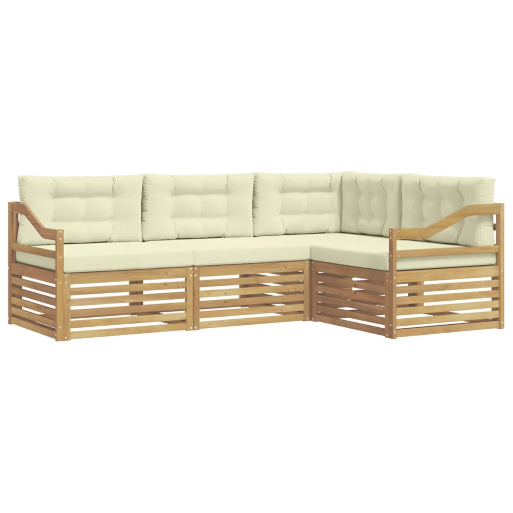 Set di divani da esterno 4 pz Bianco e Crema Poliestere 3390420