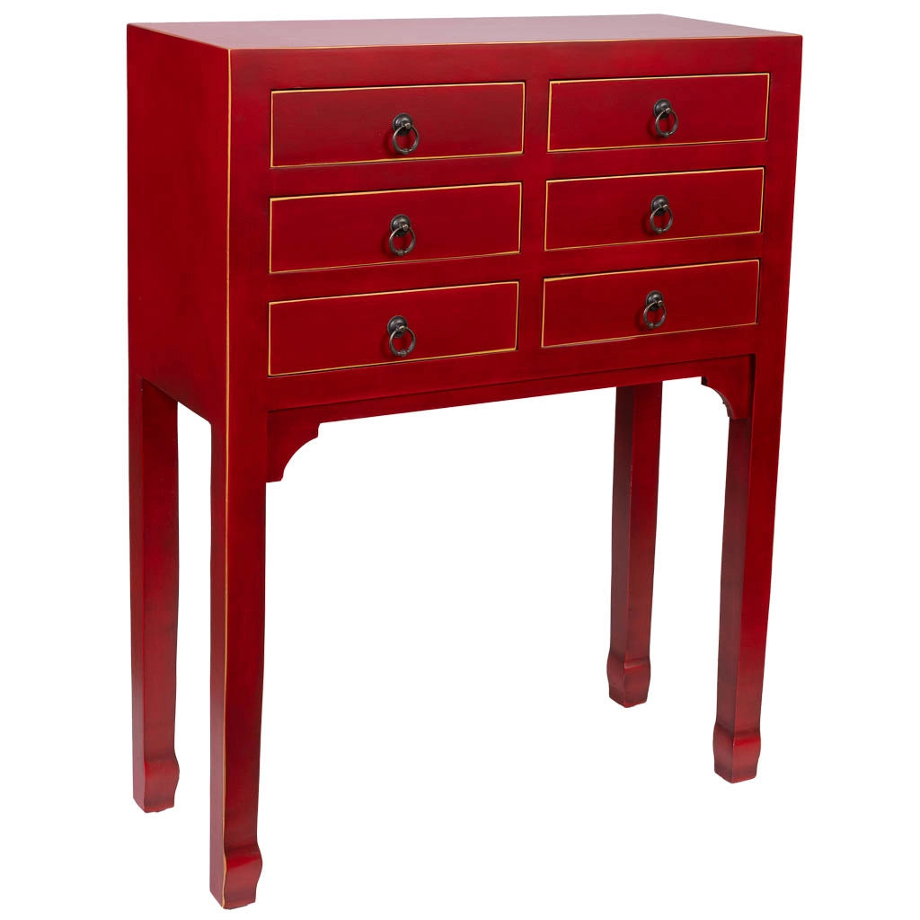 Mobile da ingresso in legno con 6 cassetti 63x26x82h cm