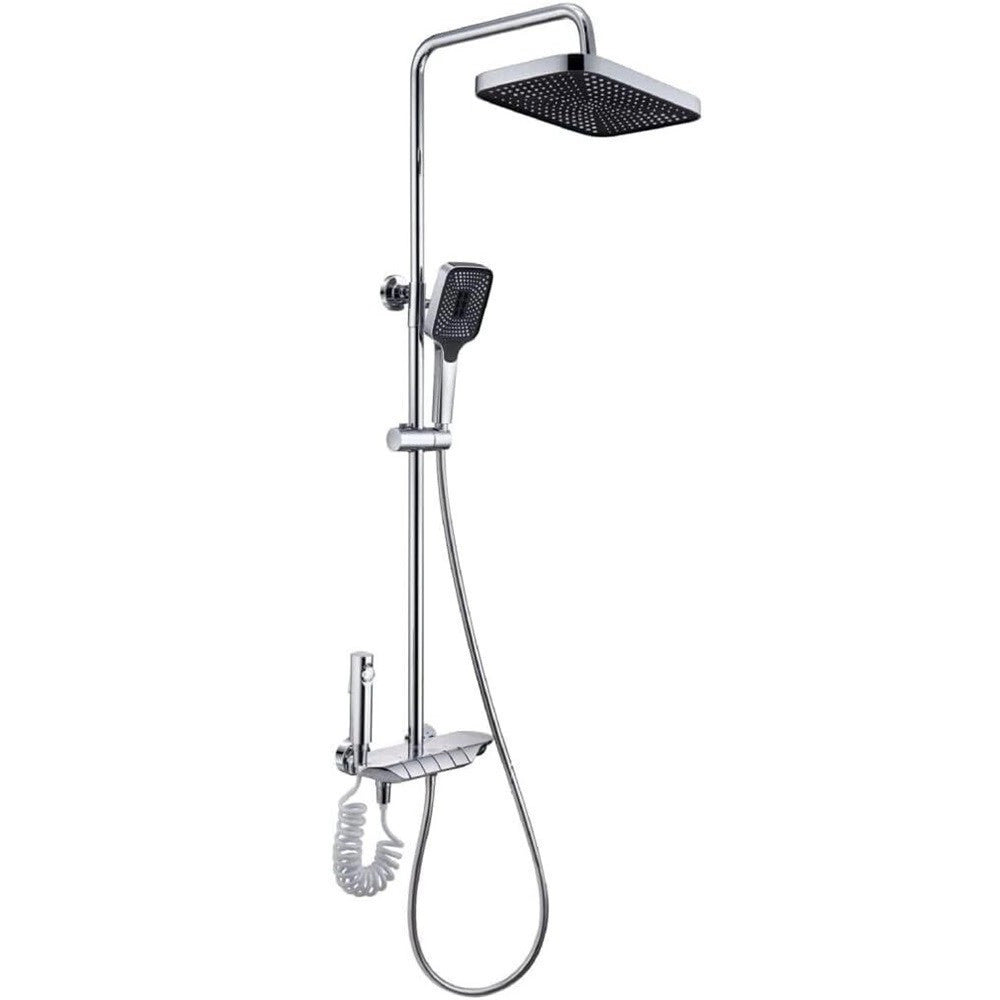Trade Shop - Set Saliscendi Bagno Colonna Doccia Rubinetto Soffione Doccetta Bidet Cromato 87343 -