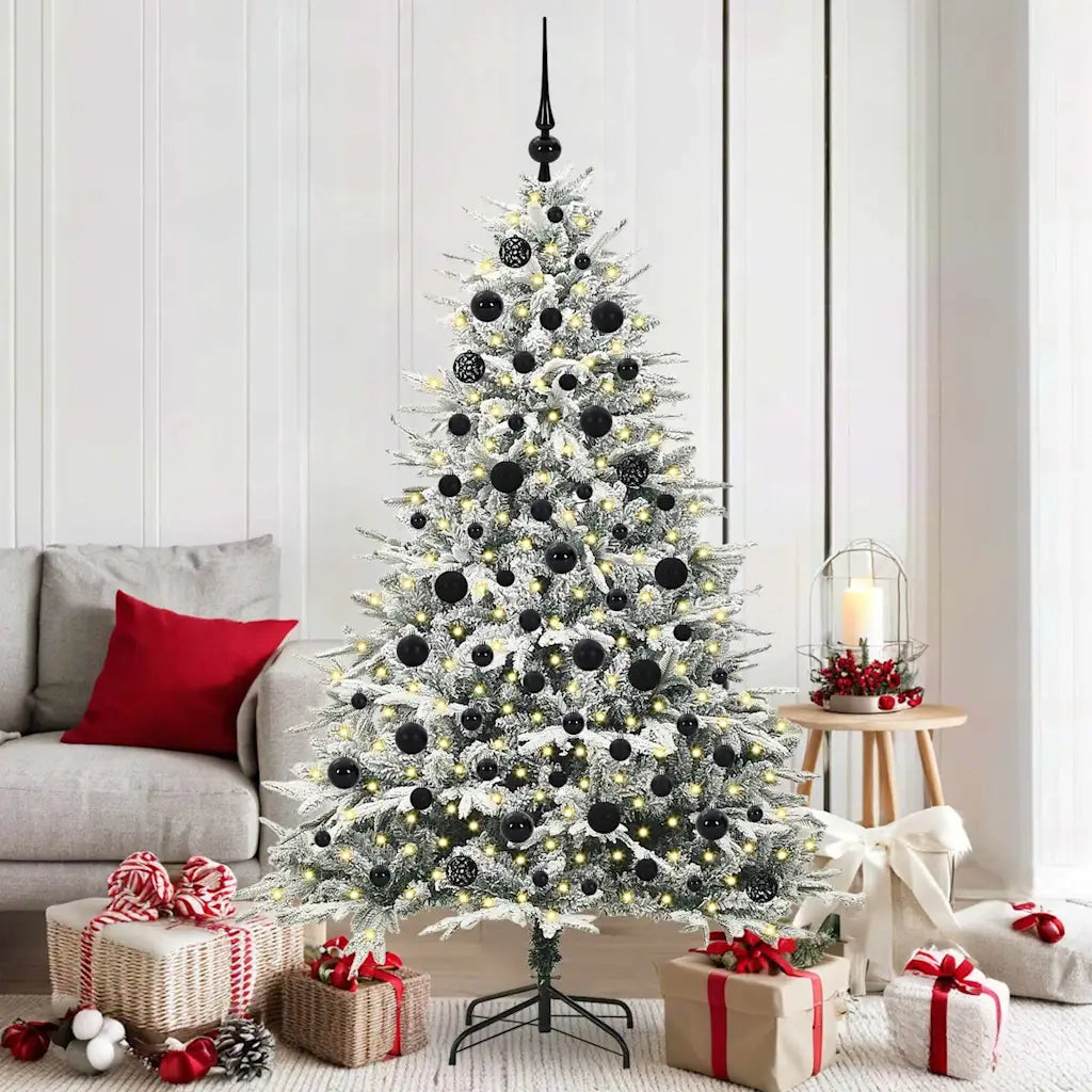 Albero di Natale Artificiale Pre-illuminato con Set di Palline