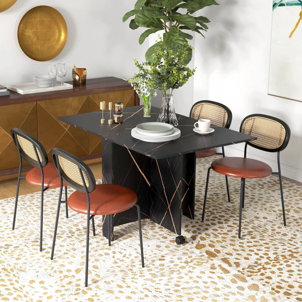 Tavolo pieghevole da pranzo ¨C zephmum ¨C 120x80x73 cm nero effetto marmo