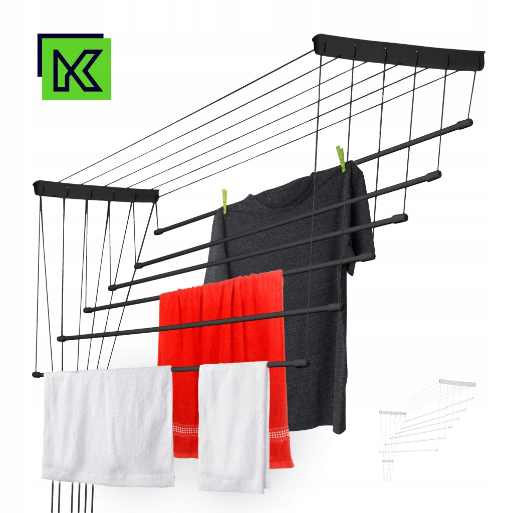 Stendibiancheria da bagno a soffitto KADAX, 6 barre, 180 cm, resistente.