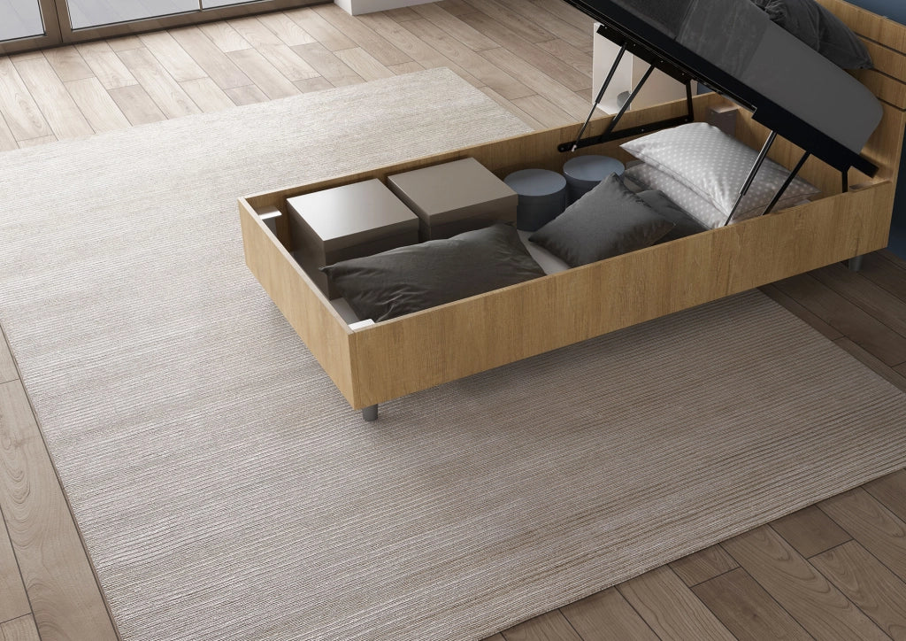 BS COM Letto singolo contenitore 80x190 testata inclinata con doghe quercia