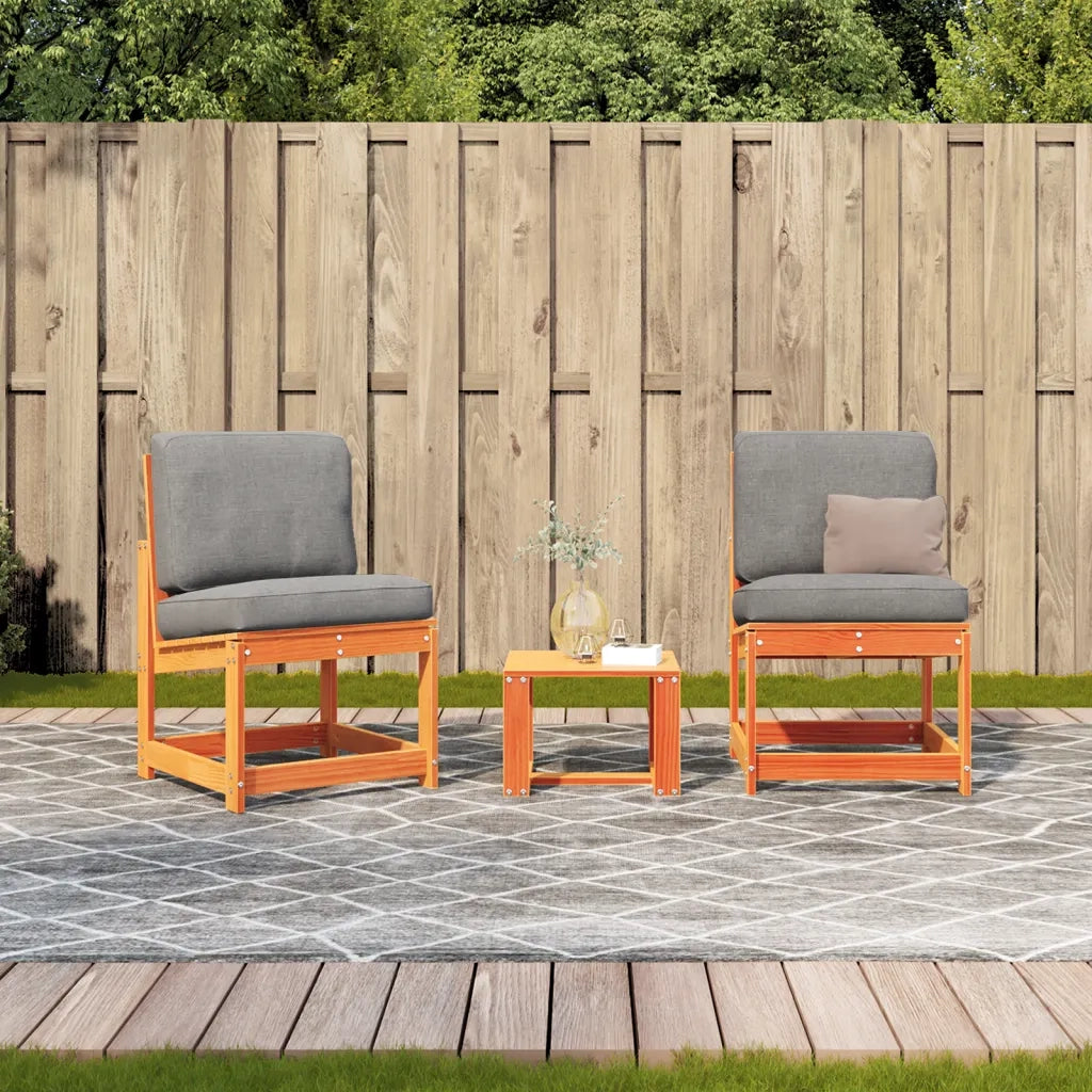 Set Salotto da Giardino 3 pz Marrone Cera Legno Massello Pino 844661