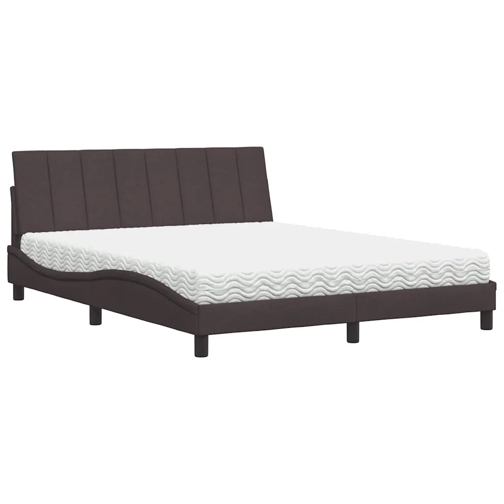 Letto con Materasso Hanko Marrone Scuro 160x200cm Tessuto 3310541