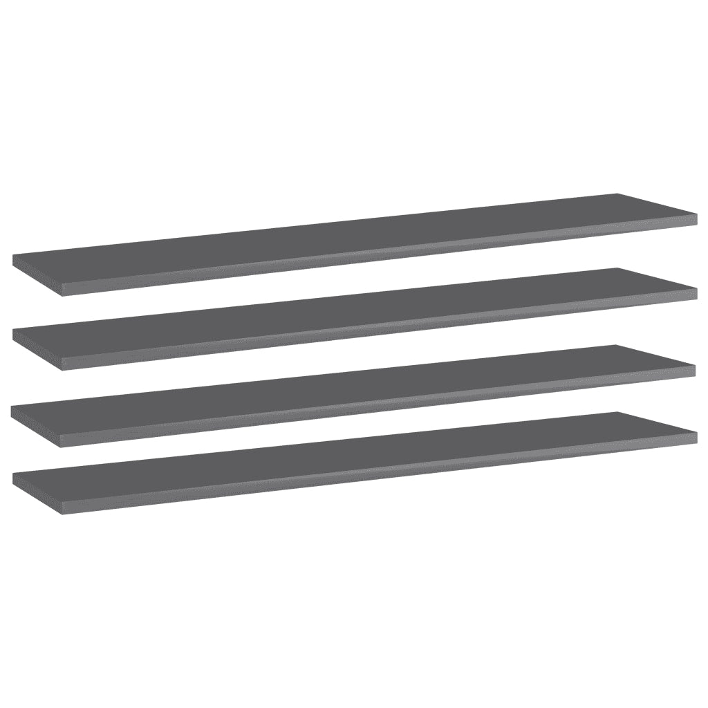 Ripiani per Libreria 4 pz Grigio Lucido 100x20x1,5cm Truciolato cod mxl 59810