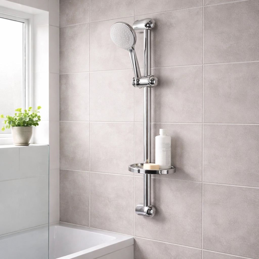 Set Saliscendi Doccia Cromato con Soffione 8 cm e Tubo 180 cm 69135