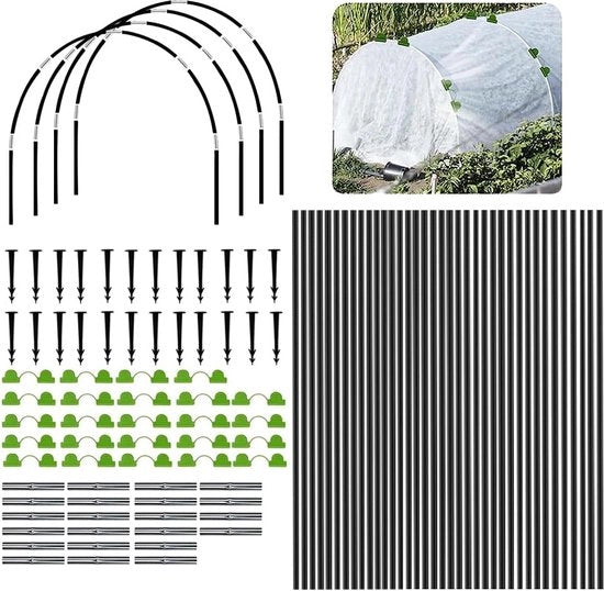 Set di coperture per serre, 36 pezzi di archi per tunnel per piante, cinture per tunnel per giardino, cinture per serre per copertura delle piante, tunnel in poliester per letti elevati, tunnel per serre