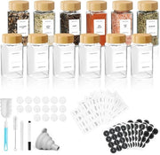 Set di contenitori per erbe rettangolari 120 ml con coperchio in bambù contenitori per erbe con dispositivo di dispersione - Set da 12 pezzi
