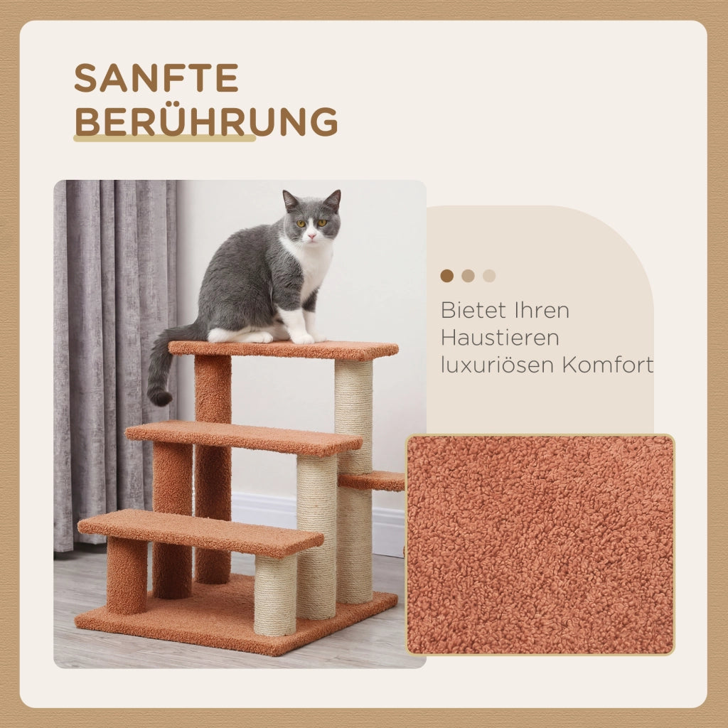 Scaletta per Gatti 3 Gradini con Palla ¨C zephmum ¨C 45x40x48cm Marrone