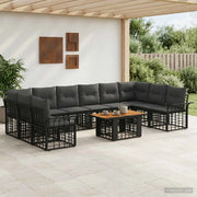 Set Divano da Giardino 11 pz Nero e Grigio scuro polyrattan 3438011