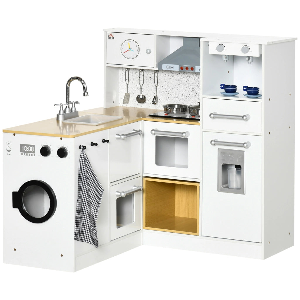 Cucina Giocattolo 2 Pezzi per Bambini 3-6 Anni con Utensili da Cucina, Luci ed Effetti Sonori, in MDF e PP