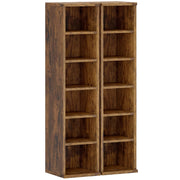 Set 2 Librerie 21x22,5x88,5 cm Mobili Porta CD con Ripiani Regolabili per 204 CD in Legno Marrone Rustico